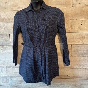 Chloé women’s polka dot button up belted shirt dress in size X-large